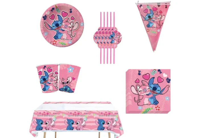 Stitch-gimtadienio-atributika-rinkinys-rožinis-10-asmenims