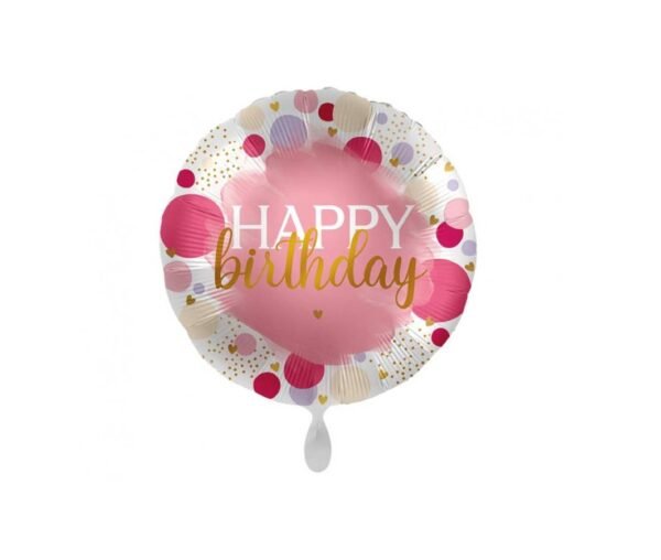Folinis balionas apvalus rožinis Happy Birthday