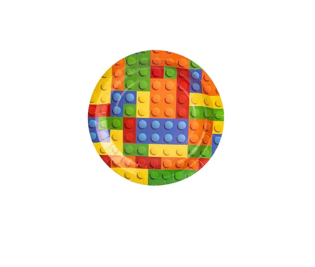 Vienkartinės lėkštutės Lego kaladėlės 10 vnt.