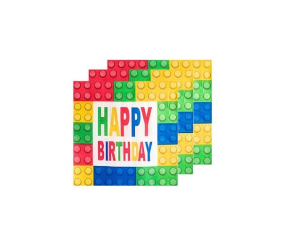 Vienkartinės servetėlės ,,Lego kaladėlės” 20 vnt.