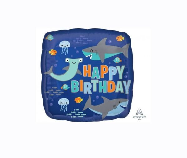 Folinis balionas kvadratinis ,,Happy Birthday” su rykliais 45cm