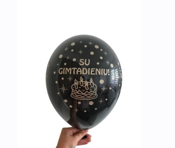 Guminiai balionai juodi ,,Su gimtadieniu” 28cm