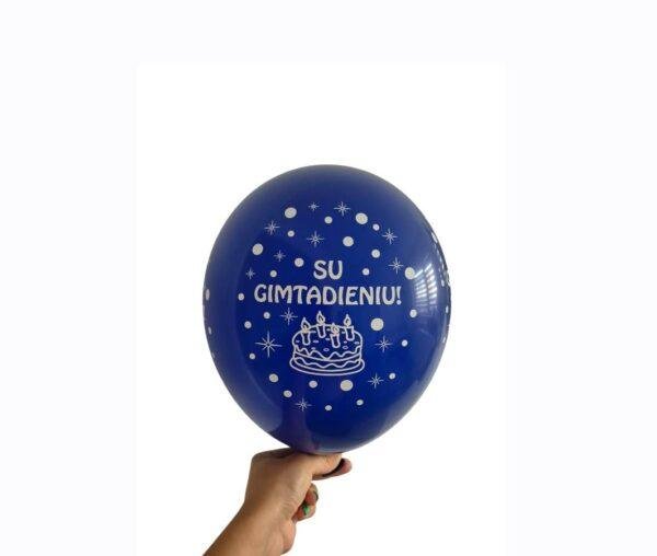 Guminiai balionai mėlyni ,,Su gimtadieniu” 28cm