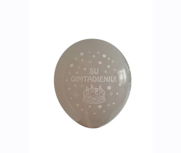 Guminiai balionai pilki ,,Su gimtadieniu” 28cm