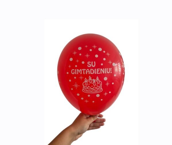 Guminiai balionai raudoni ,,Su gimtadieniu” 28cm