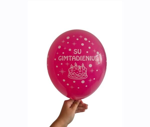 Guminiai balionai rožiniai ,,Su gimtadieniu” 28cm