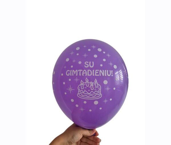 Guminiai balionai violetiniai ,,Su gimtadieniu” 28cm