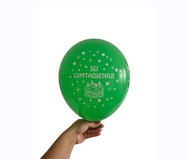 Guminiai balionai žali ,,Su gimtadieniu” 28cm
