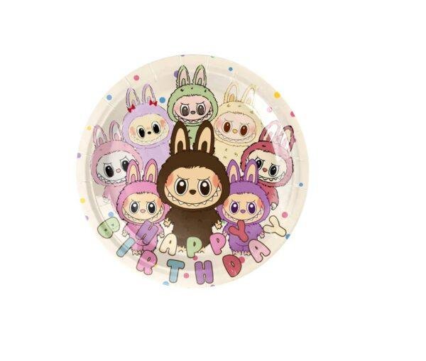 Vienkartinės lėkštutės spalvotos ,,Labubu” 10 vnt.