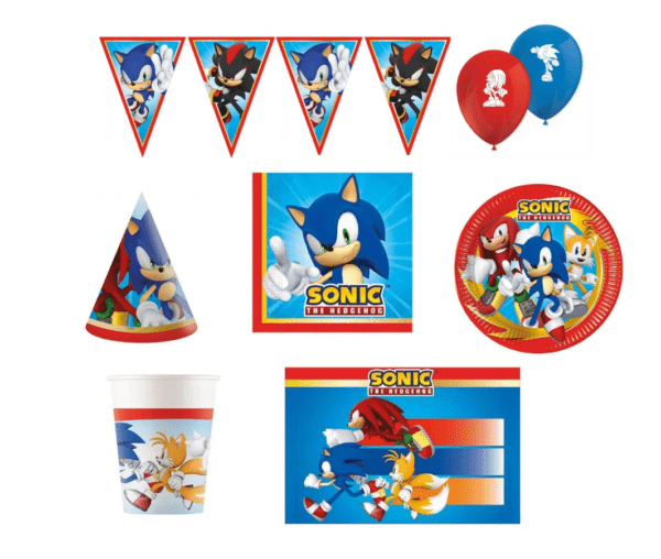 Ežiukas Sonic gimtadienio atributika 8 asmenims
