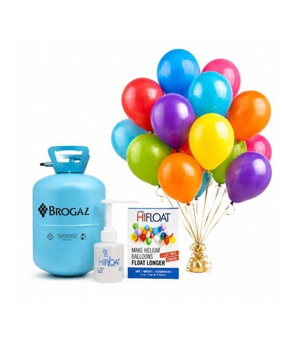 HI-FLOAT gelis helio balionams 150 ml + helio dujos 30vnt.